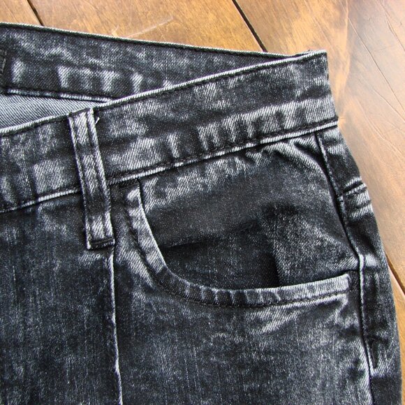 Flare Jeans Pearl Detailing Raw Hem Black Gray Boho Hippie Festival Wide Leg 6 - Picture 5 of 15